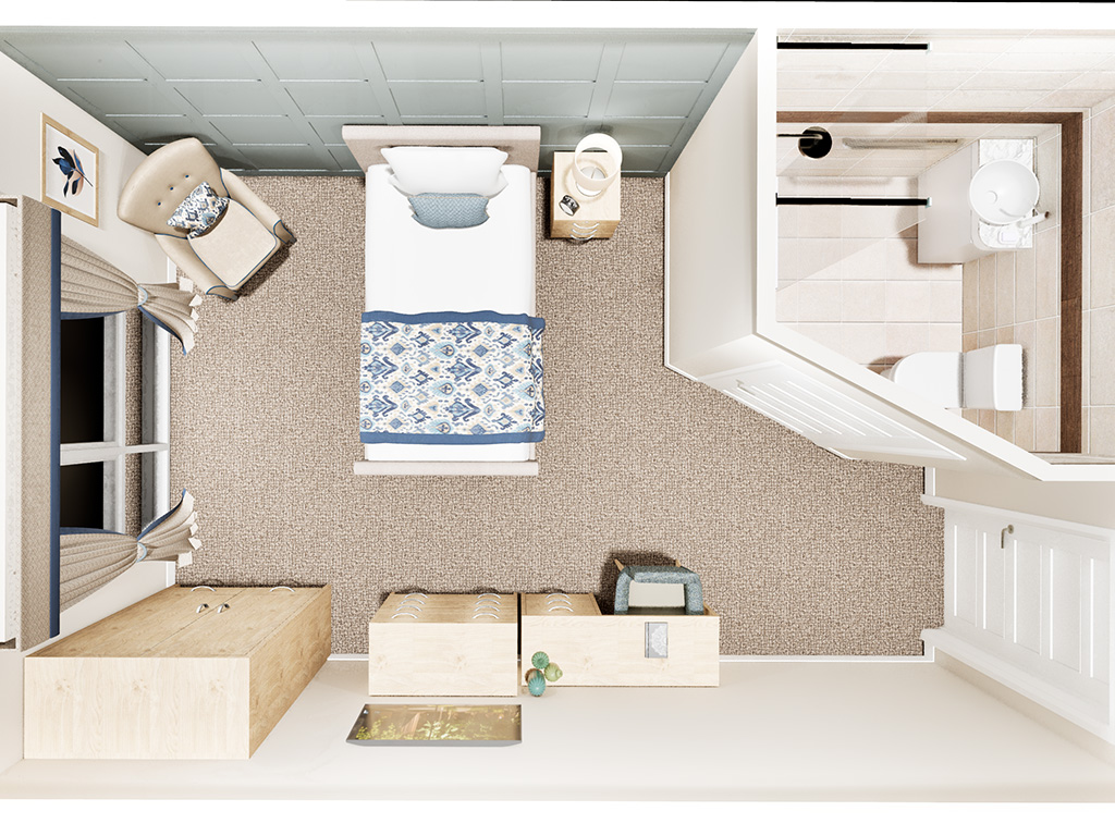 CGI Birdseye Image of Classic Bedroom at Bayards Court